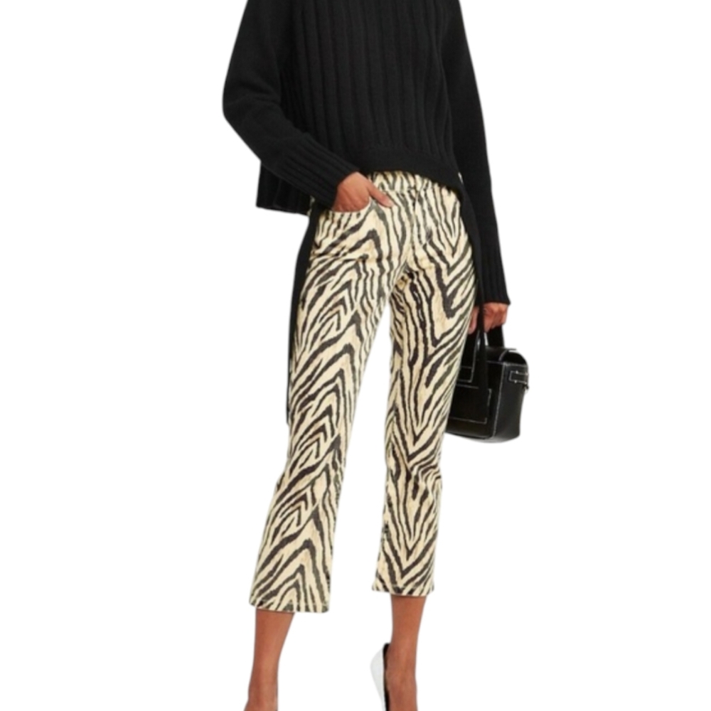New Current/Elliott The Ruby Crop Jeans natural zebra print. NWT
